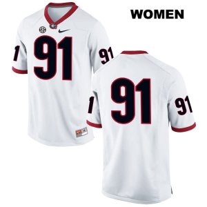 Women's Georgia Bulldogs NCAA #91 Michael DAngola Nike Stitched White Authentic No Name College Football Jersey CJK6854ZG